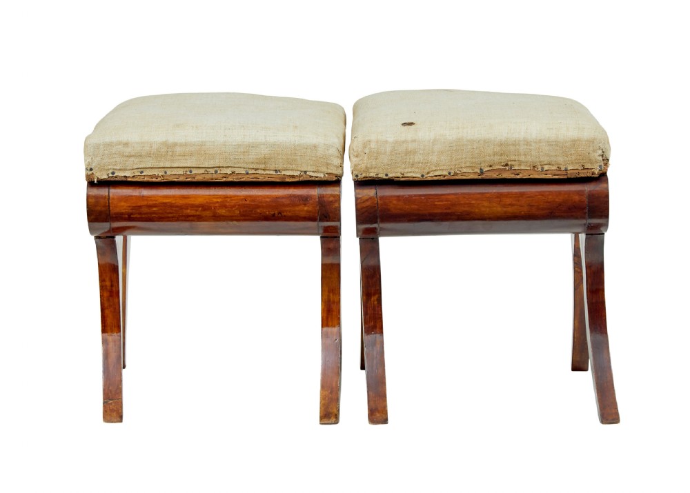 PAIR OF MID 19TH CENTURY SCANDINAVIAN EMPIRE STOOLS View II