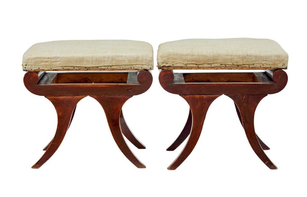 PAIR OF MID 19TH CENTURY SCANDINAVIAN EMPIRE STOOLS View III