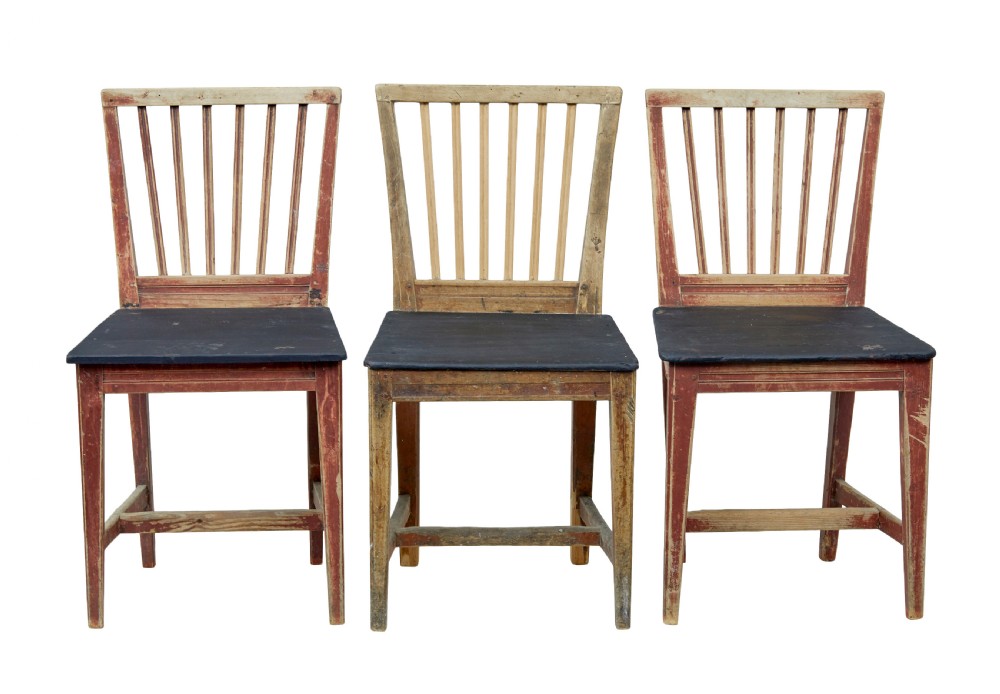 HARLEQUIN SET OF 6 19TH CENTURY PAINTED PINE DINING CHAIRS View III