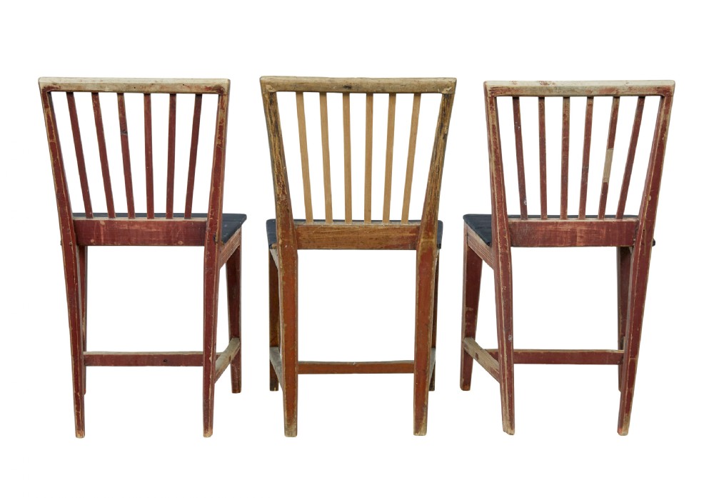 HARLEQUIN SET OF 6 19TH CENTURY PAINTED PINE DINING CHAIRS View V