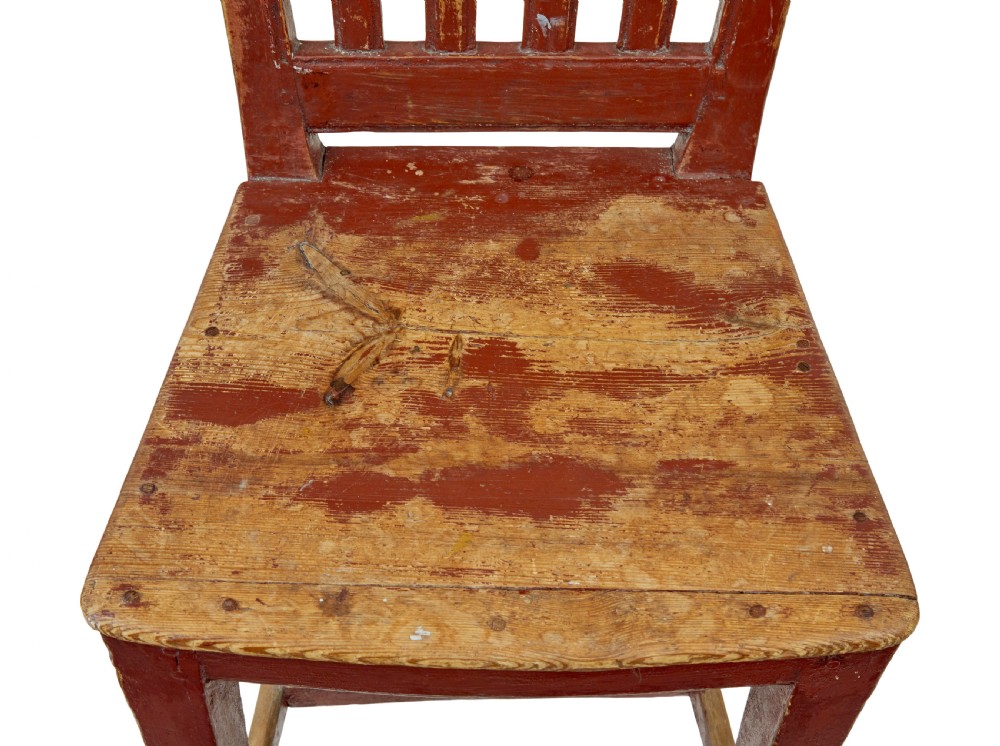 HARLEQUIN SET OF 6 19TH CENTURY PAINTED PINE DINING CHAIRS View IX