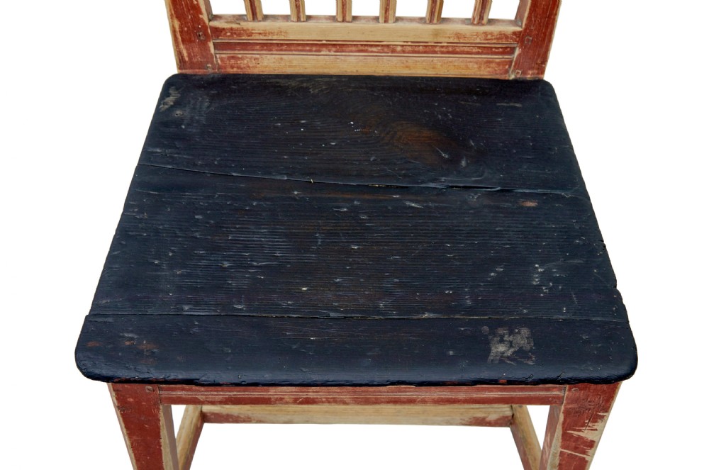 HARLEQUIN SET OF 6 19TH CENTURY PAINTED PINE DINING CHAIRS View XI