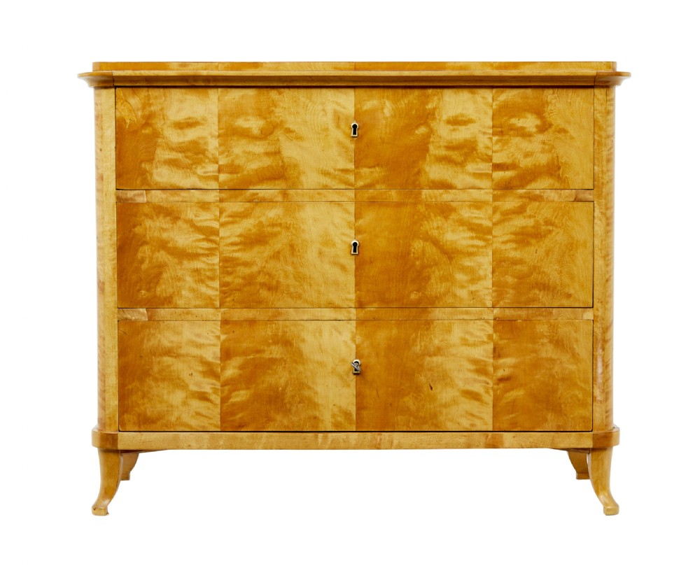 19TH CENTURY SWEDISH BIRCH 3 DRAWER CHEST View IV
