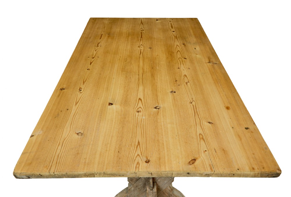 LARGE MID 19TH CENTURY SWEDISH PINE TRESTLE TABLE View VII