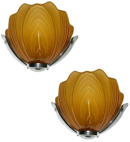 Art Deco Chrome and Glass Wall Lights