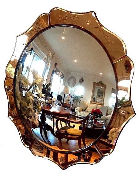 Art Deco Convex Wall Hanging Mirror