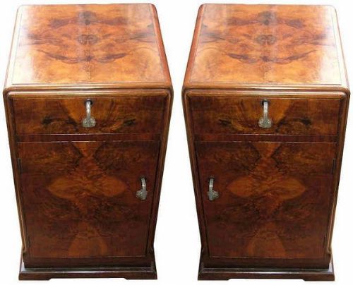 Art Deco Walnut Bedside Cabinets