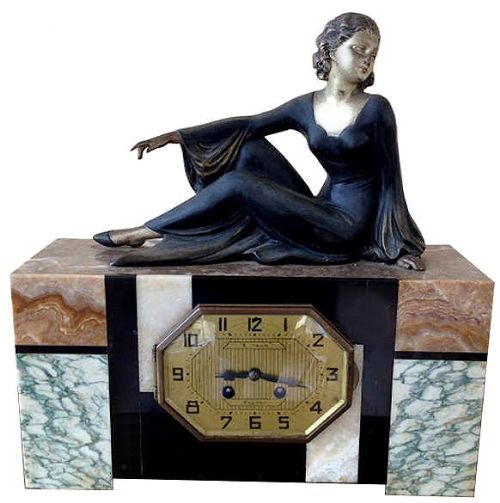 Art Deco French Marble Clock