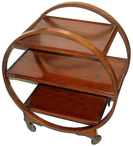 Art Deco Walnut Circular Hostess Trolley