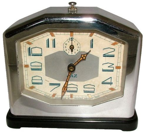 French Art Deco Chrome Clock by Jaz
