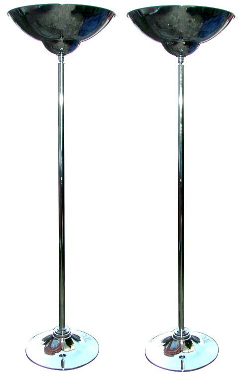 Pair of Art Deco Chrome Floor Lamps
