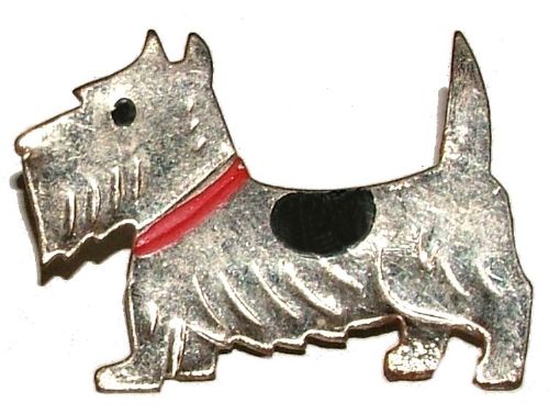 Art Deco Chrome Scottie Dog Brooch