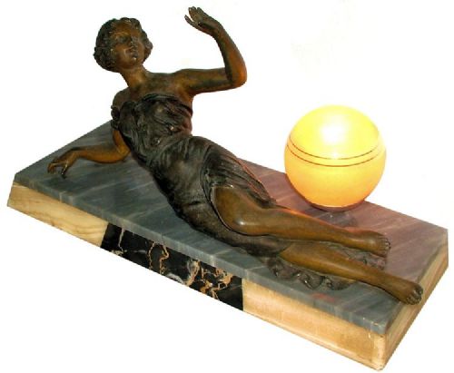 Art Deco Figural Spelter Lamp