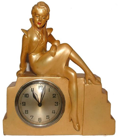 English  Art Deco Figural Clock