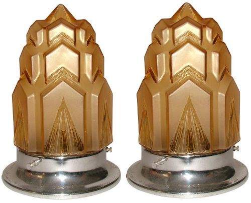 Pair of Art Deco Skyscraper Ceiling Lights