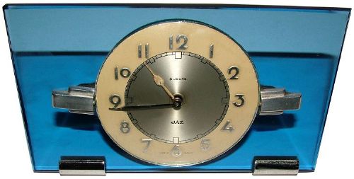 Art Deco Blue Glass Clock