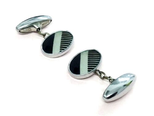 Art Deco Chrome Expanding Cufflinks 1930