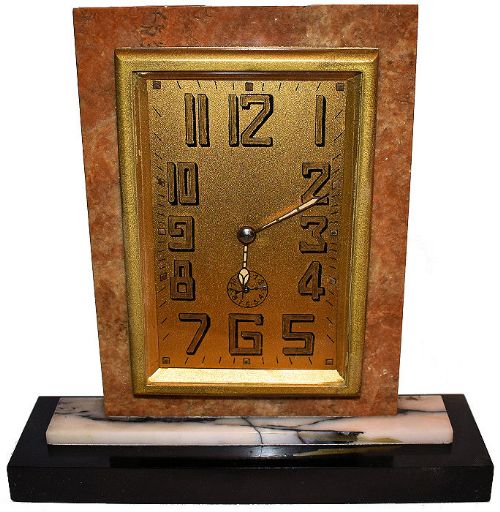 Superb 1930s Art Deco Marble Clock