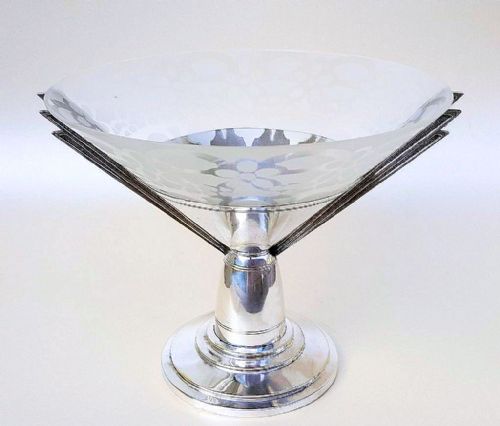 Art Deco Silver Plated Bronze Croupe Bowl