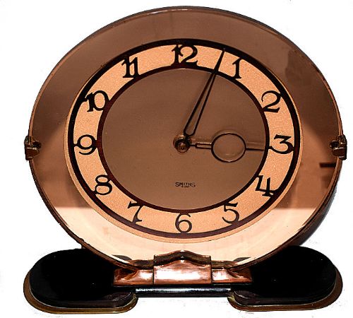Art Deco Peach Mirrored Clock