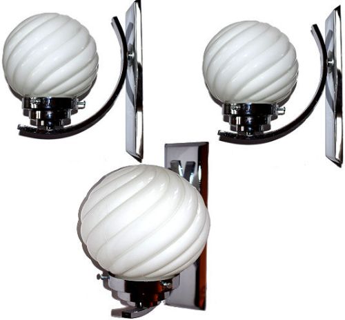 Set of 3 Art Deco Wall Lights