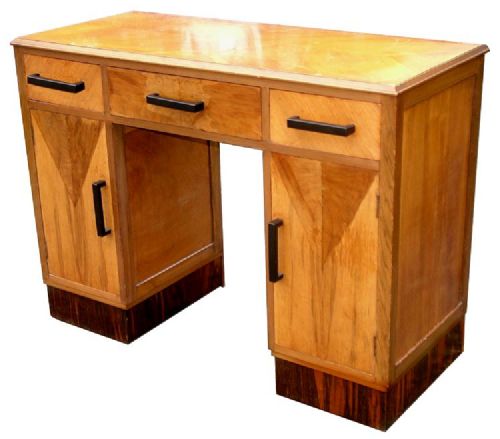 Art Deco Walnut Macassar Ebony Desk