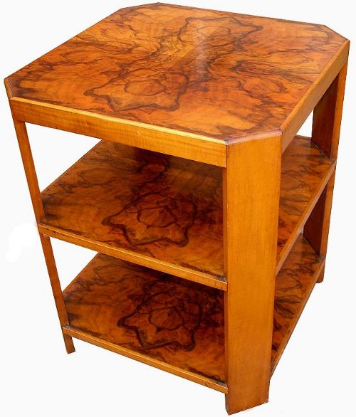 Art Deco Three Tiered Walnut Table
