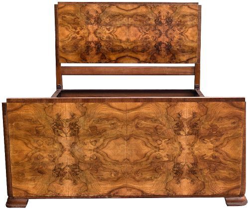 1930s Art Deco Walnut Double Bed