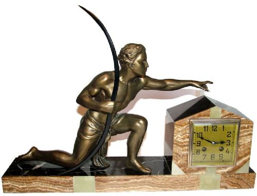 1930s Art Deco Large Figural Clock by Rochard