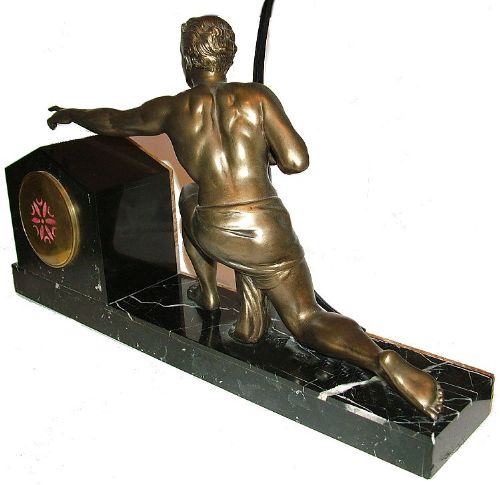 fig 1. 1930s Art Deco Large Figural Clock By Rochard