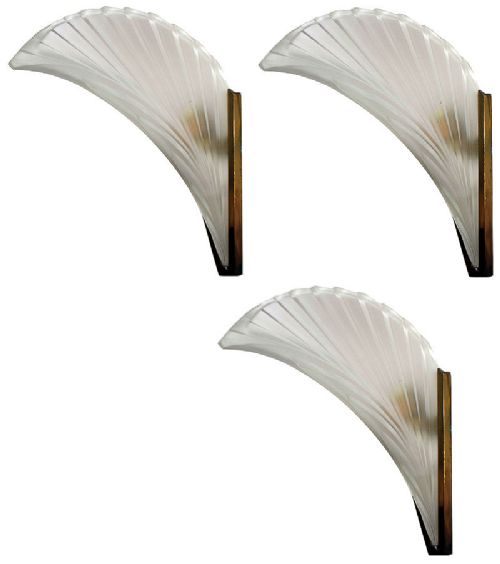 Rare Set of Three Large Impressive 1930s Art Deco Wall Lights, Sconces