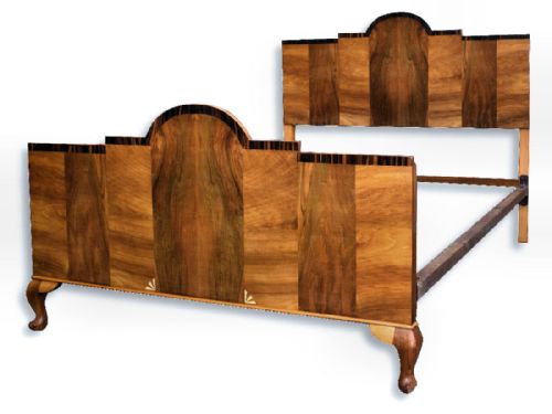 Art Deco 1930s Walnut Double Bed