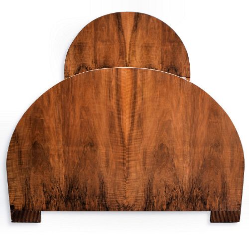 1930s Art Deco Half Circle Walnut Double Bed