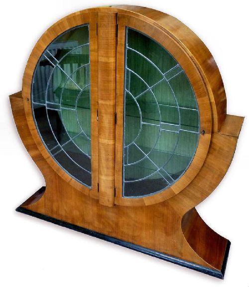 1930s  Art Deco Circular Display Cabinet in Walnut