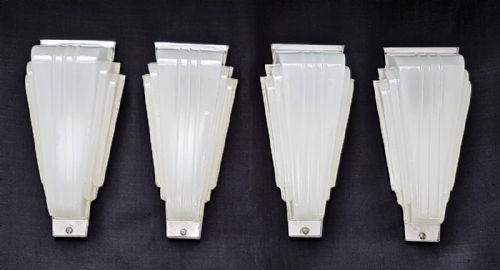Super Rare Set of Four Art Deco Odeon Wall Lights