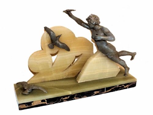 Very Large and Impressive 1930s Art Deco Figurative French Lamp