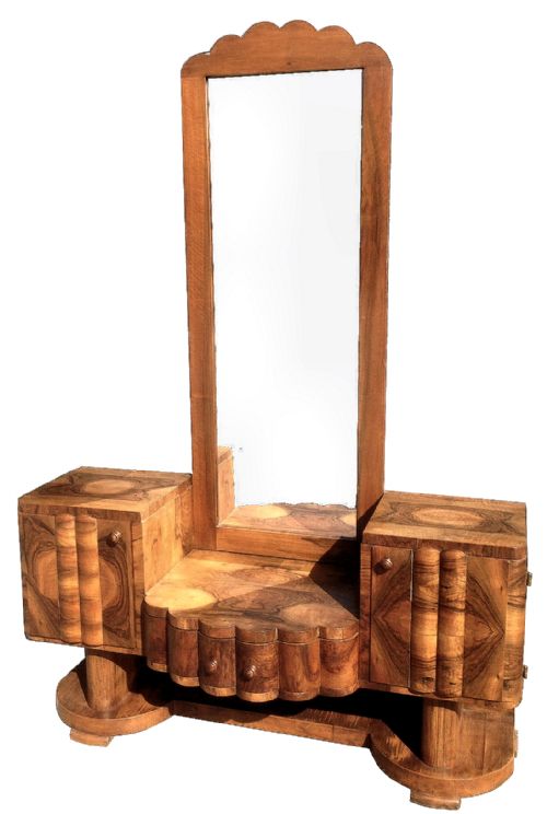 1930s Art Deco Walnut Dressing Mirror