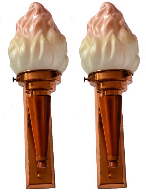 Pair of Art Deco Phenolic Bakelite and Glass Wall Lights