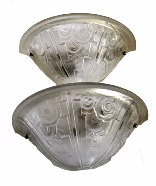 Pair of French Art Deco Glass Wall Lights