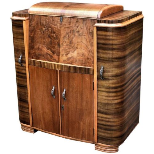 Odeon Art Deco Walnut Cocktail Cabinet