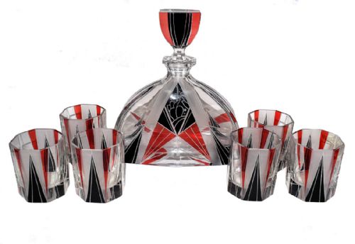 Art Deco Czech Decanter Set by Karl Palda