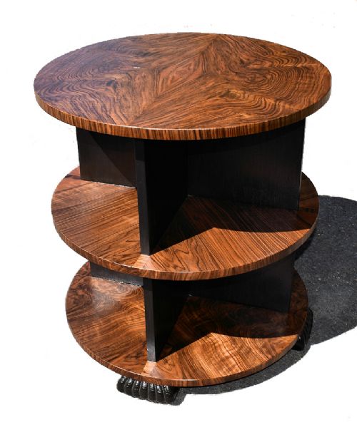 Art Deco Walnut Three -Tier Book Table