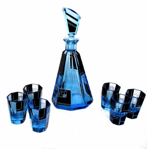 Art Deco Czechoslovakian Decanter Set