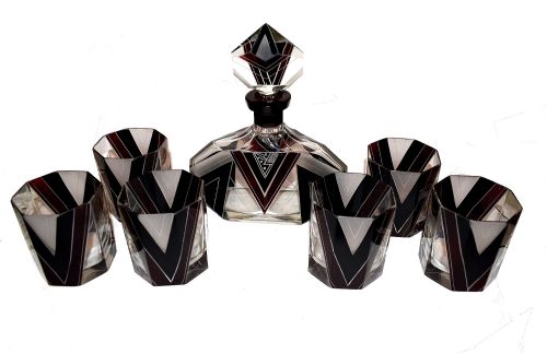 Art Deco Czech Whisky Decanter Set