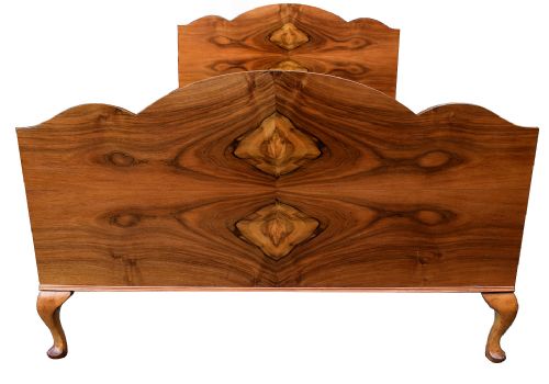 1930'S Art Deco Walnut Double Bed