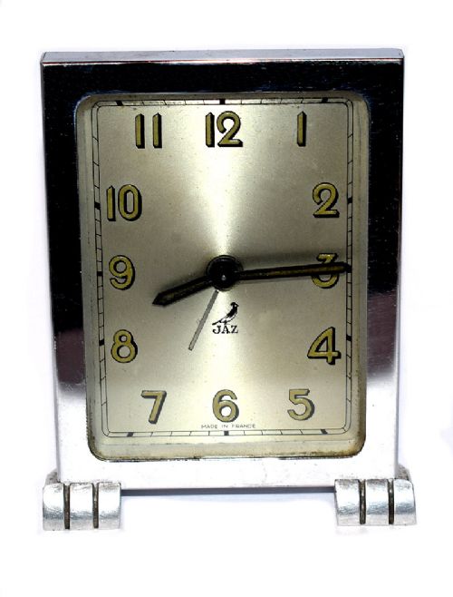 French Art Deco Chrome Modernist Clock