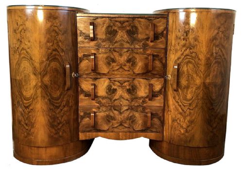 1930'S Walnut Art Deco Sideboard