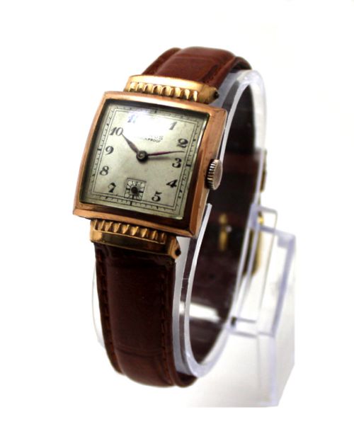 Art Deco Gents Gold Plated Watch, Swiss 17 Jewels