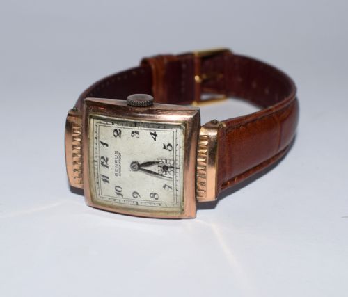 fig 1. Art Deco Gents Gold plated Watch, SWISS 17 jewels