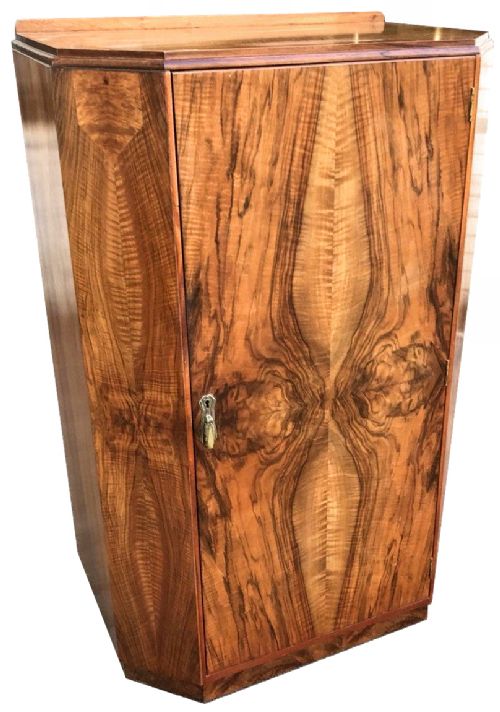 1930'S Art Deco Figured Walnut Cupboard